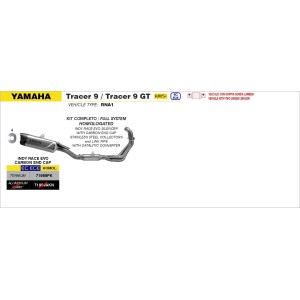 IMPIANTO DI SCARICO COMPLETO ARROW INDY RACE EVO YAMAHA TRACER 9 2025-2026 (EURO 5+), TITANIO/CARBONIO, CATALIZZATO