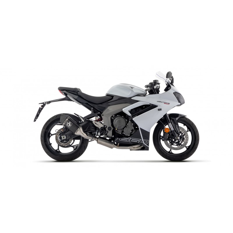 ARROW VELOCE FULL EXHAUST SYSTEM TRIUMPH DAYTONA 660 2024-2025 EURO 5+, DARK ALUMINUM, CATALYTIC