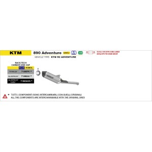 TERMINALE ARROW RACE-TECH KTM 890 ADVENTURE R 2025 (EURO 5+), ALLUMINIO/CARBONIO, OMOLOGATO
