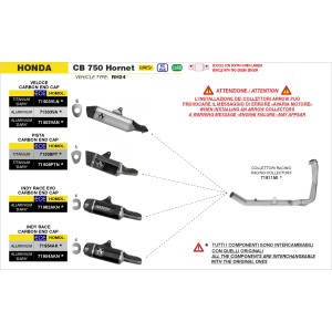 ARROW VELOCE EXHAUST HONDA HORNET 750 2025 (EURO 5+), TITANIUM DARK/CARBON, APPROVED