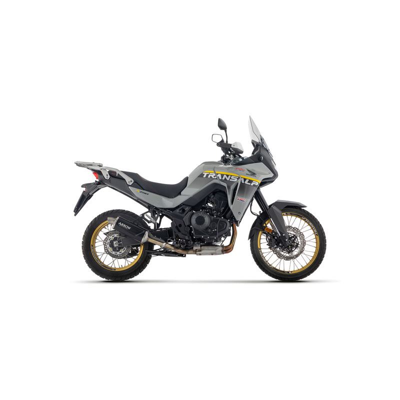 TERMINALE ARROW INDY RACE HONDA TRANSALP 750 2025-2026 (EURO 5+), ALLUMINIO DARK/ACCIAIO, OMOLOGATO