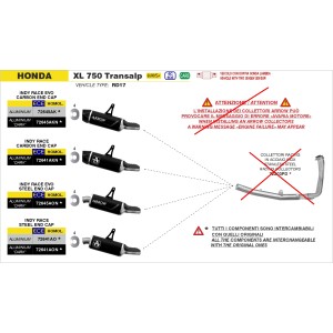 TERMINALE ARROW INDY RACE HONDA TRANSALP 750 2025 (EURO 5+), ALLUMINIO DARK/ACCIAIO, OMOLOGATO