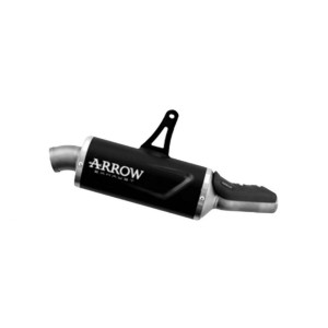 TERMINALE ARROW INDY RACE EVO HONDA TRANSALP 750 2025 (EURO 5+), ALLUMINIO DARK/ACCIAIO, OMOLOGATO