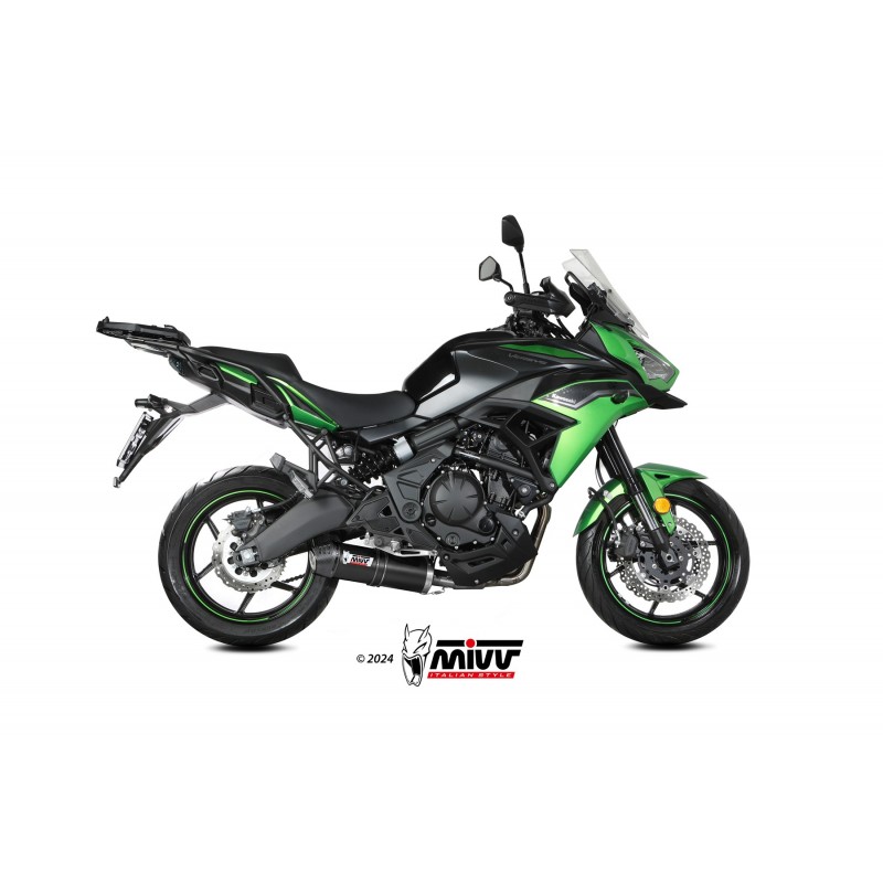 IMPIANTO DI SCARICO COMPLETO MIVV OVAL KAWASAKI VERSYS 650 2024-2026 (EURO 5+), BLACK/CARBONIO