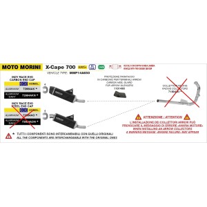 TERMINALE ARROW INDY RACE EVO MOTO MORINI X-CAPE 700 2025 (EURO 5+), ALLUMINIO/CARBONIO, OMOLOGATO