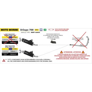 TERMINALE ARROW INDY RACE MOTO MORINI X-CAPE 700 2025 (EURO 5+), ALLUMINIO/ACCIAIO, OMOLOGATO