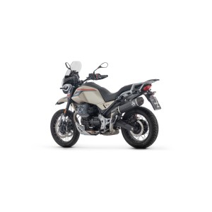 TERMINALE ARROW INDY RACE MOTO GUZZI V85 TT 2024-2025 (EURO 5+), ALLUMINIO DARK/CARBONIO, OMOLOGATO