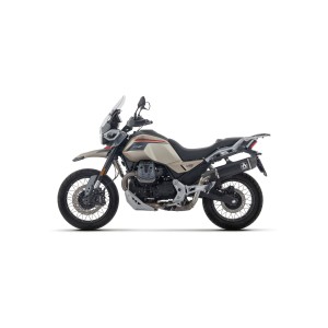 TERMINALE ARROW INDY RACE MOTO GUZZI V85 TT 2024-2025 (EURO 5+), ALLUMINIO DARK/CARBONIO, OMOLOGATO