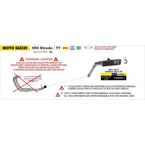 TERMINALE ARROW INDY RACE MOTO GUZZI V85 TT 2024-2025 (EURO 5+), ALLUMINIO DARK/CARBONIO, OMOLOGATO