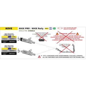 TERMINALE ARROW INDY RACE EVO KOVE 800 XPRO 2025 (EURO 5+), TITANIO/ACCIAIO, OMOLOGATO