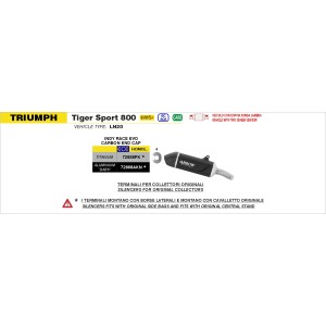 TERMINALE ARROW INDY RACE EVO TRIUMPH TIGER SPORT 800 2025 (EURO 5+), ALLUMINIO DARK/CARBONIO, OMOLOGATO