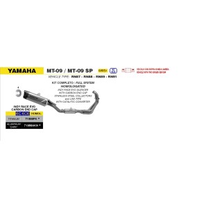 IMPIANTO DI SCARICO COMPLETO ARROW INDY RACE EVO YAMAHA MT-09 2024-2025 (EURO 5+), ALLUMINIO DARK/CARBONIO, CATALIZZATO