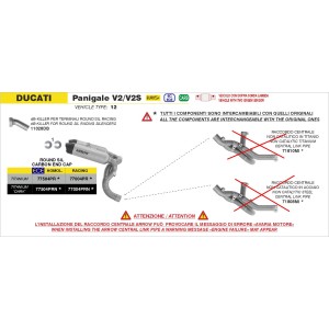 PAIR OF ARROW ROUND SIL EXHAUST DUCATI PANIGALE V2 2025 (EURO 5+), TITANIUM DARK/CARBON, APPROVED