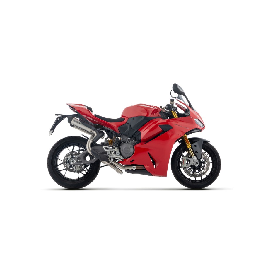 COPPIA TERMINALI ARROW ROUND SIL DUCATI PANIGALE V2 S 2025 (EURO 5+), TITANIO DARK/CARBONIO, OMOLOGATI