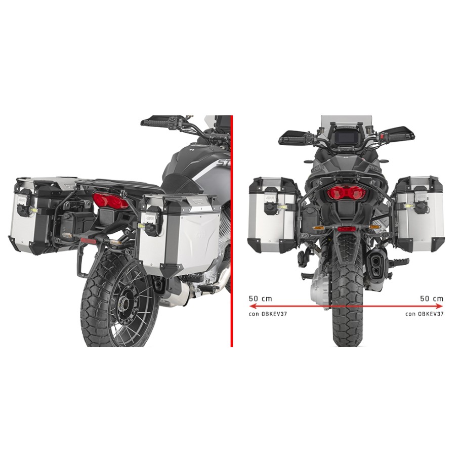 SPEZIFISCHER STAHLROHR-SEITENKOFFERTRÄGE GIVI PL ONE-FIT MONOKEY CAM-SIDE MOTO GUZZI STELVIO 2024-2025