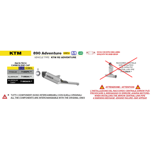 ARROW RACE-TECH EXHAUST KTM 790 ADVENTURE R 2019-2020, TITANIUM/CARBON, APPROVED