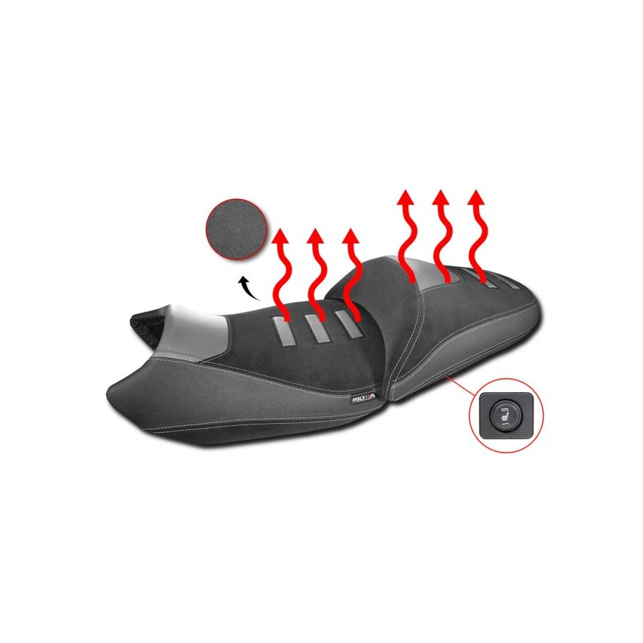 ISOTTA RAISED HEATED RIDER SEAT + 2,5 cm WITH PROSTATIC CHANNEL BMW R 1300 GS 2023-2025, BLACK