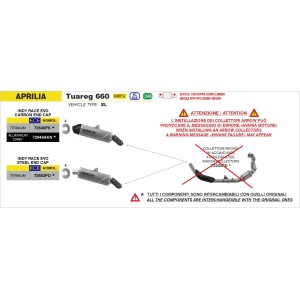 ARROW INDY RACE EVO EXHAUST APRILIA TUAREG 660 2025 (EURO 5+), TITANIUM/CARBON, APPROVED