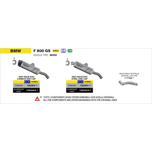 TERMINALE ARROW INDY RACE EVO BMW F 800 GS 2024-2025 (EURO 5+), TITANIO/CARBONIO, OMOLOGATO