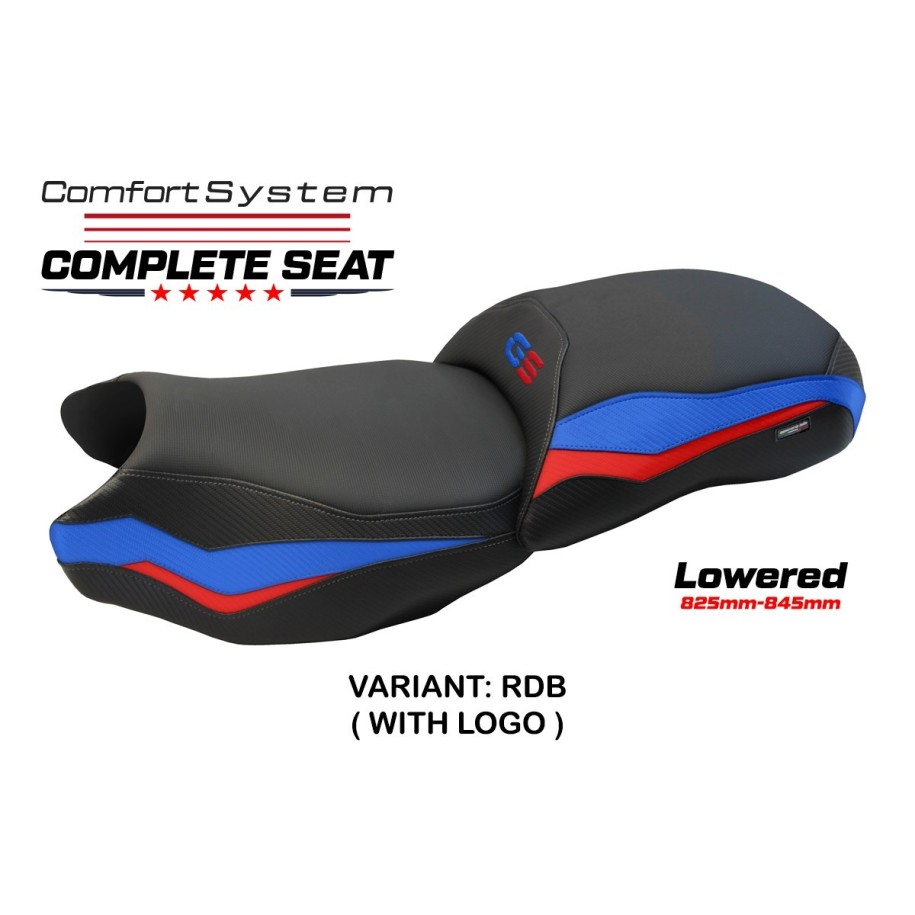 ASIENTO TPZ COMFORT BAJADOS CON LOGO PARA BMW R 1250 GS 2018/2020, ROSSO-BLU