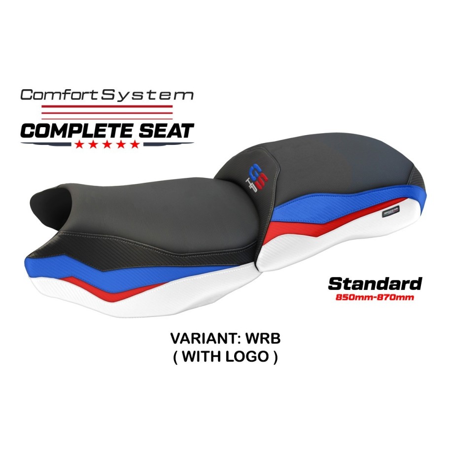SELLA TPZ COMFORT CON LOGO PER   BMW R 1250 GS 2018/2020, BIANCO-ROSSO-BLU