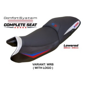 SELLA TPZ COMFORT RIBASSATA CON LOGO PER   BMW R 1300 GS 2023/2025 , BIANCO-ROSSO-BLU