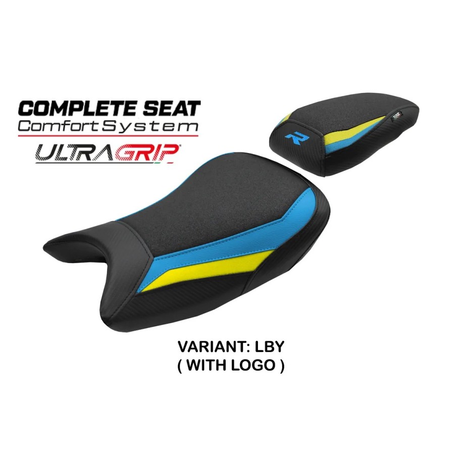 SELLA TPZ COMFORT CON LOGO PER   BMW S 1000 R 2025 , GIALLO-AZZURRO