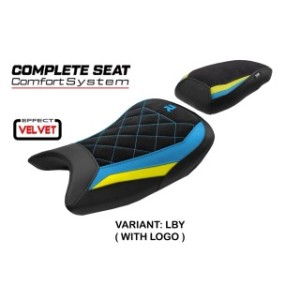 ASIENTO TPZ COMFORT CON LOGO PARA BMW S 1000 R 2025 , GIALLO-AZZURRO