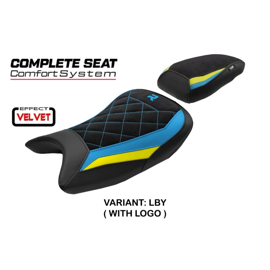 TPZ COMFORT SEAT WITH LOGO FOR  BMW S 1000 R 2025 , YELLOW-SKY BLUE