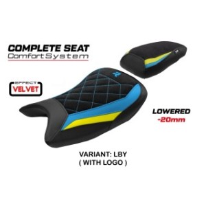 SELLA TPZ COMFORT RIBASSATA CON LOGO PER   BMW S 1000 R 2021/2024 , GIALLO-AZZURRO