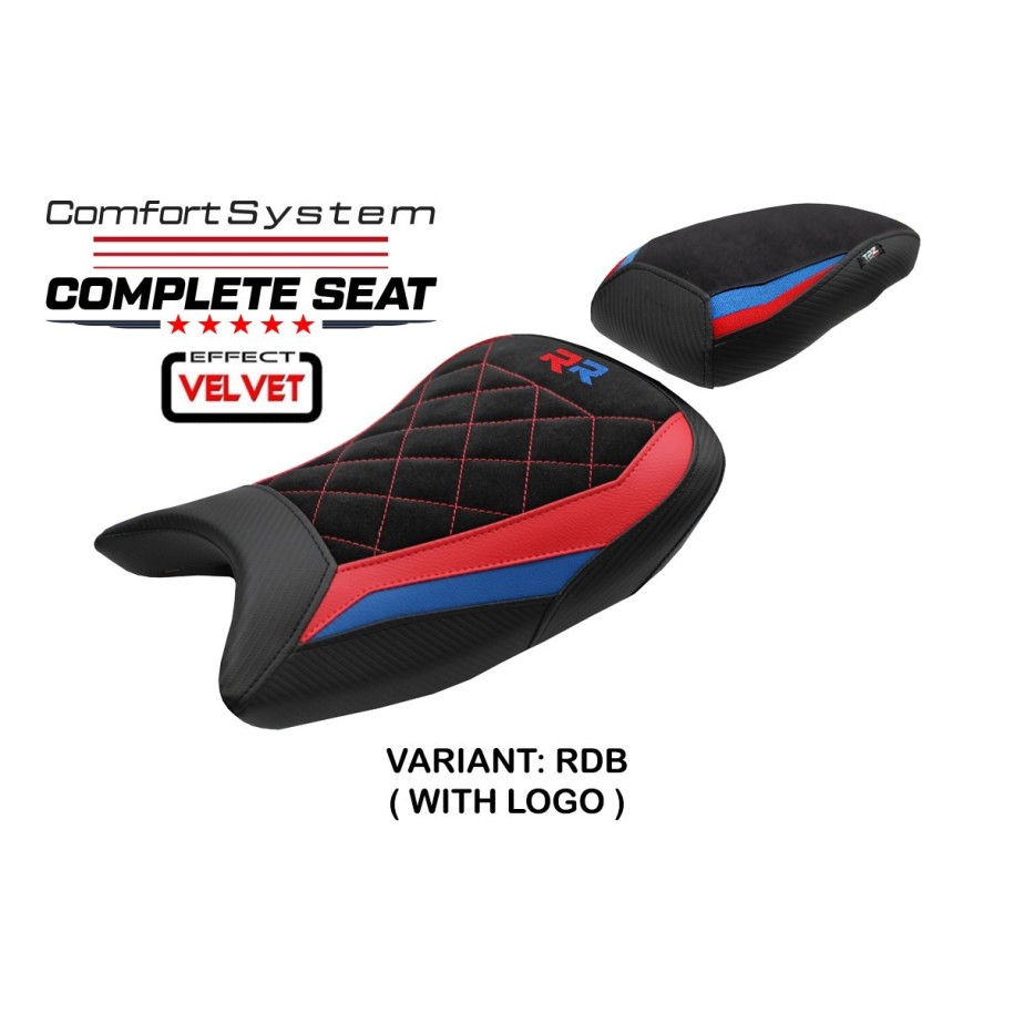 TPZ COMFORT SEAT WITH LOGO FOR  BMW S 1000 RR 2025 , BLACK-RED-BLUE