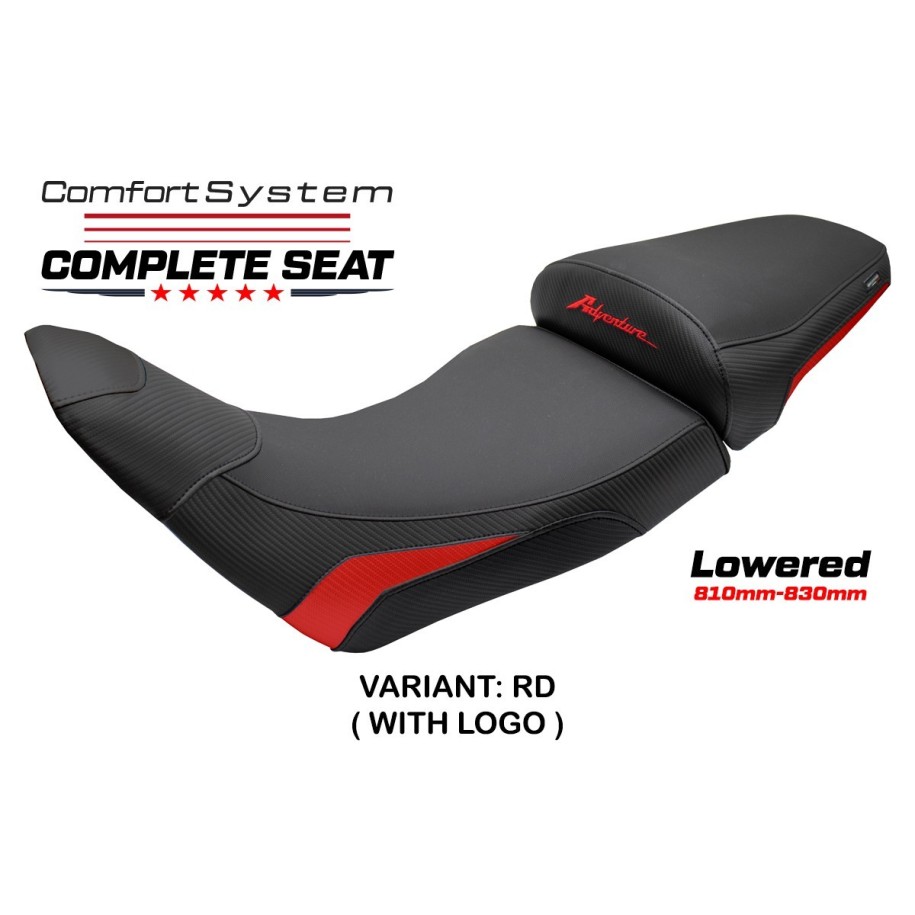 TPZ LOWERED COMFORT SEAT WITH LOGO FOR HONDA AFRICA TWIN 1100 2020/2023 , BLACK-RED
