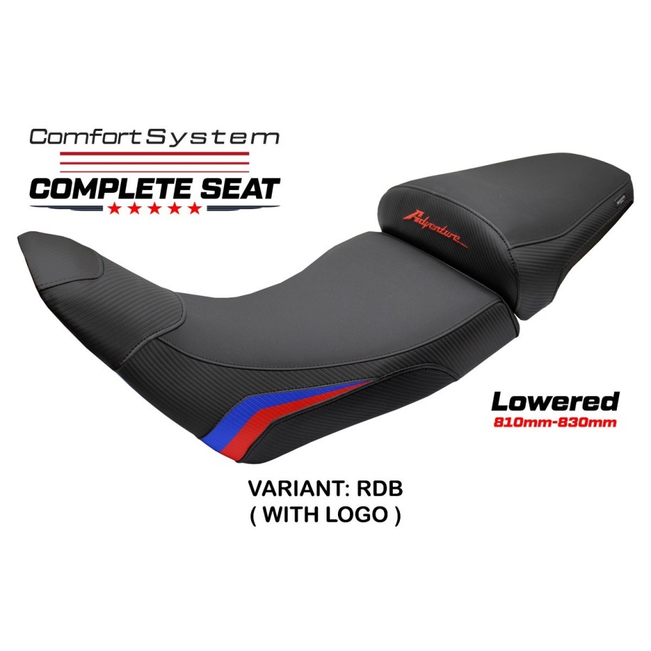 TPZ LOWERED COMFORT SEAT WITH LOGO FOR HONDA AFRICA TWIN 1100 2020/2023 , BLACK-RED-BLUE