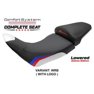 SELLA TPZ COMFORT RIBASSATA CON LOGO PER   HONDA AFRICA TWIN 1100 2020/2023 , BIANCO-ROSSO-BLU