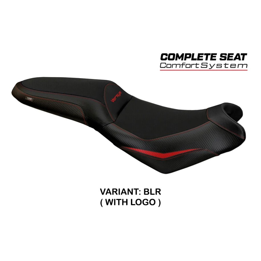 TPZ COMFORT SEAT WITH LOGO FOR  KAWASAKI VERSYS 650 2021 , BLACK-BLACK-RED