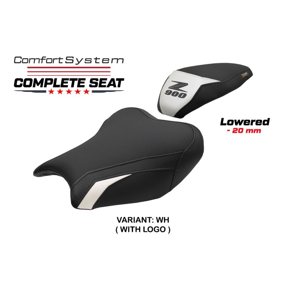 TPZ LOWERED COMFORT SEAT WITH LOGO FOR KAWASAKI Z 900 2017/2019, WHITE