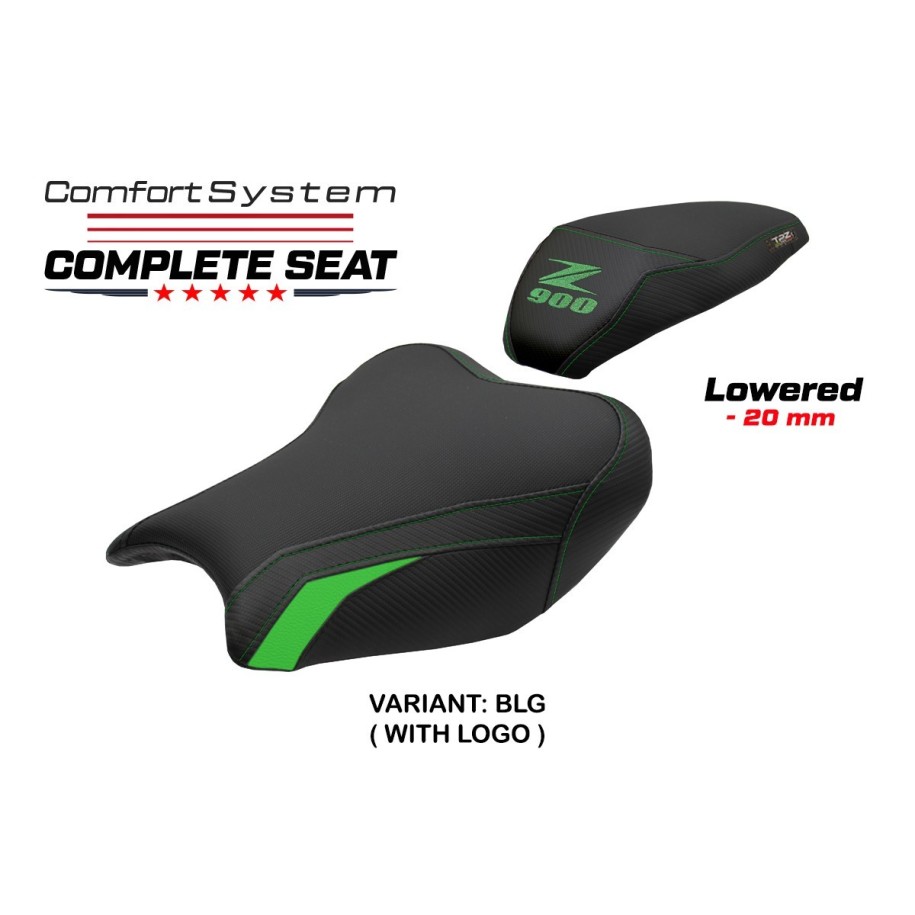 TPZ KOMFORTSITZ MIT NIEDRIGERER SITZHONE UND LOGO FÜR KAWASAKI Z 900 2020, BLACK-GREEN