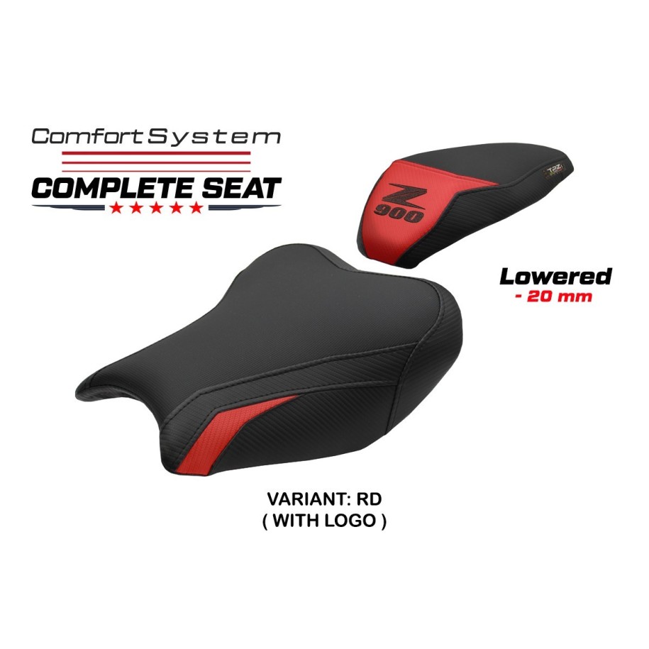 ASIENTO TPZ COMFORT BAJADOS CON LOGO PARA KAWASAKI Z 900 2020, ROSSO