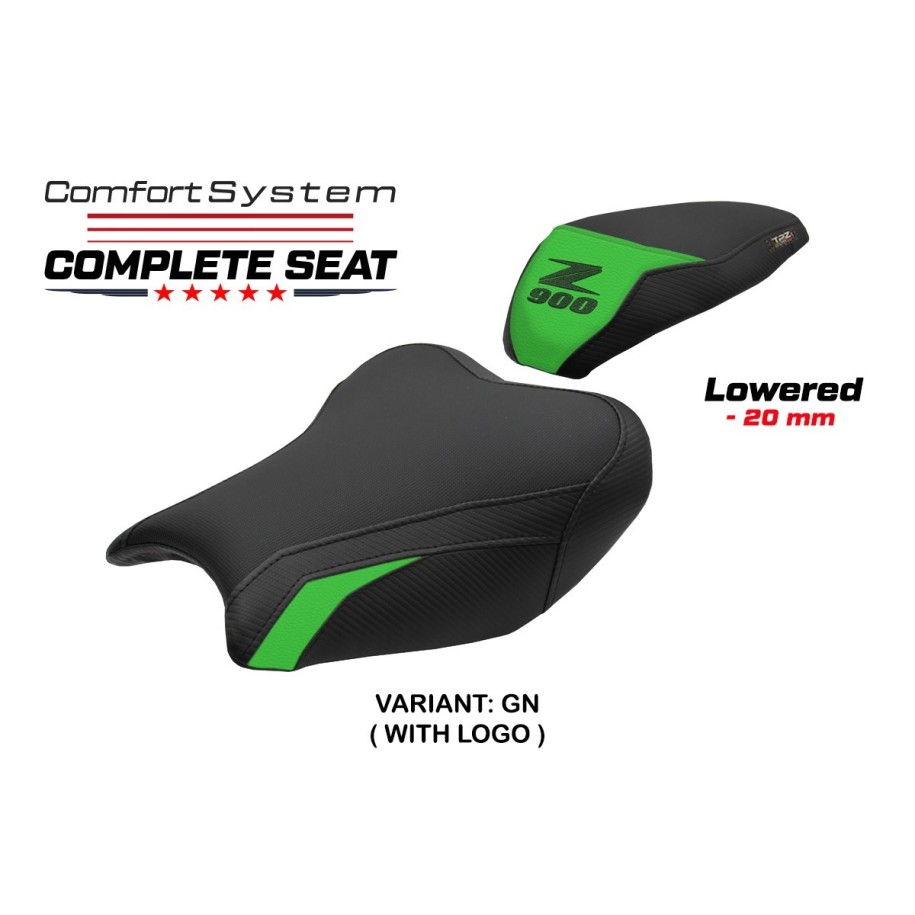 TPZ LOWERED COMFORT SEAT WITH LOGO FOR KAWASAKI Z 900 2021/2024 , GREEN