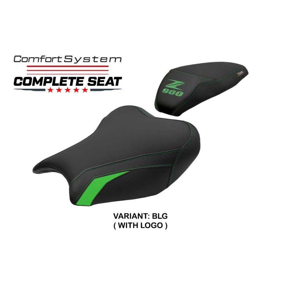 ASIENTO TPZ COMFORT CON LOGO PARA KAWASAKI Z 900 2017/2019, NERO-VERDE