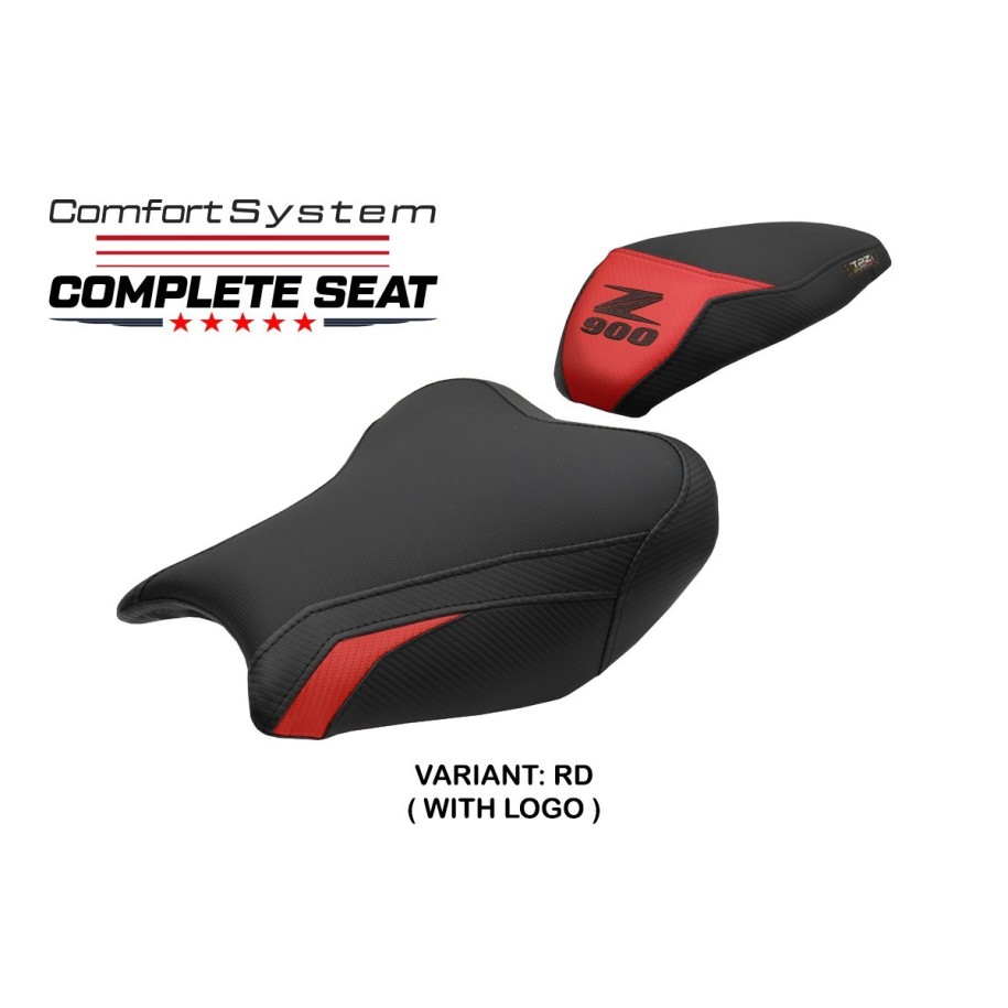 TPZ COMFORT SEAT WITH LOGO FOR  KAWASAKI Z 900 2020, BLACK-RED