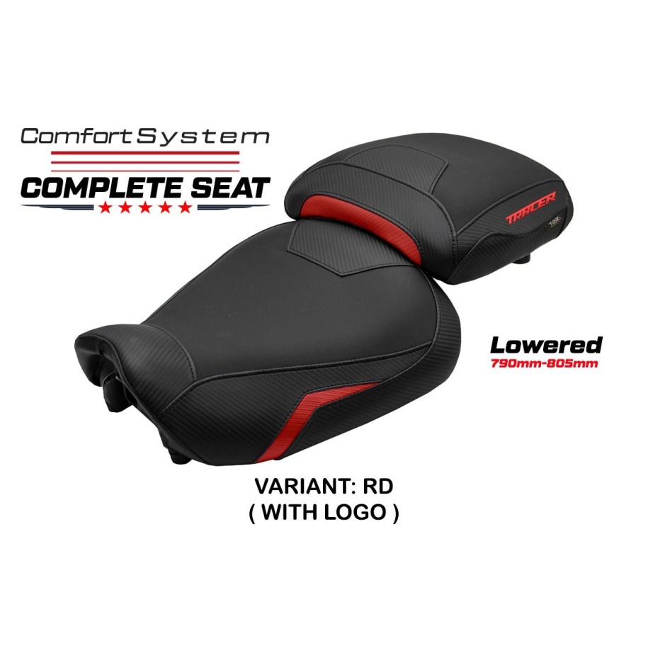 TPZ LOWERED COMFORT SEAT WITH LOGO FOR YAMAHA TRACER 9 GT 2021/2024 , BLACK-RED
