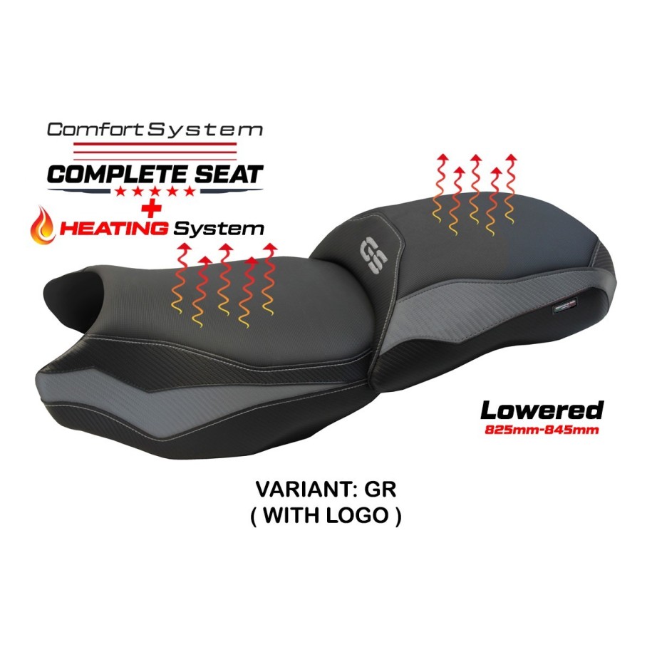TPZ LOWERED HEATED SEAT WITH LOGO FOR BMW R 1200 GS 2013/2018, GREY