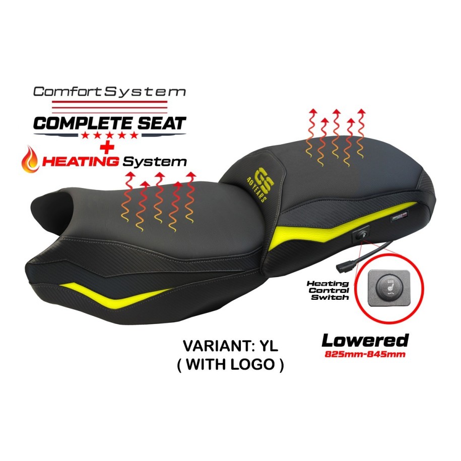 TPZ LOWERED HEATED SEAT WITH LOGO FOR BMW R 1250 GS 2018/2020, YELLOW