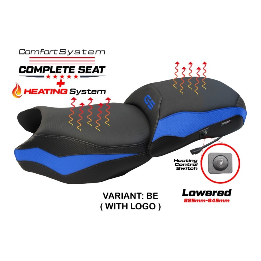 TPZ LOWERED HEATED SEAT WITH LOGO FOR BMW R 1250 GS 2018/2020, BLUE