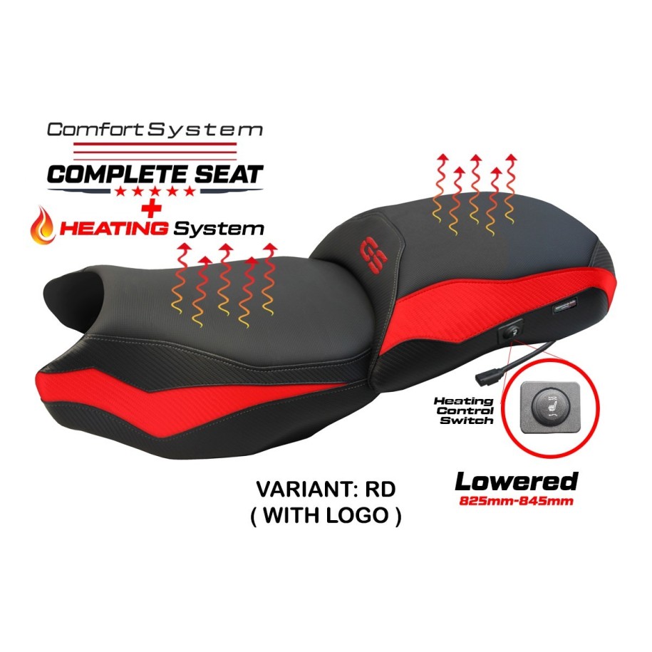 ASIENTO TPZ CON CALEFACCION BAJADOS CON LOGO PARA BMW R 1250 GS 2021/2024 , ROSSO