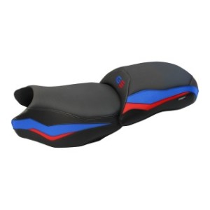 ASIENTO TPZ CON CALEFACCION BAJADOS CON LOGO PARA BMW R 1250 GS 2021/2024 , ROSSO-BLU