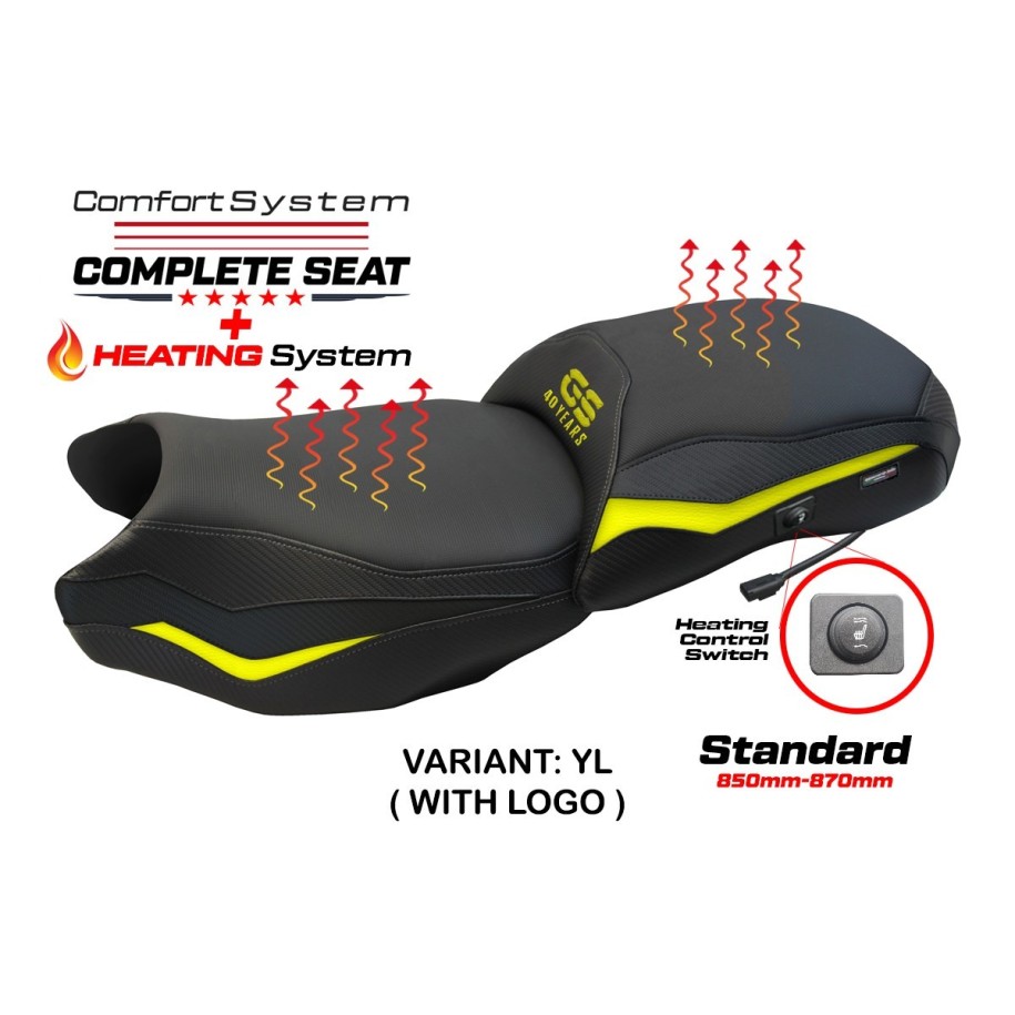 ASIENTO TPZ CON CALEFACCION CON LOGO PARA BMW R 1250 GS 2021/2024 , GIALLO