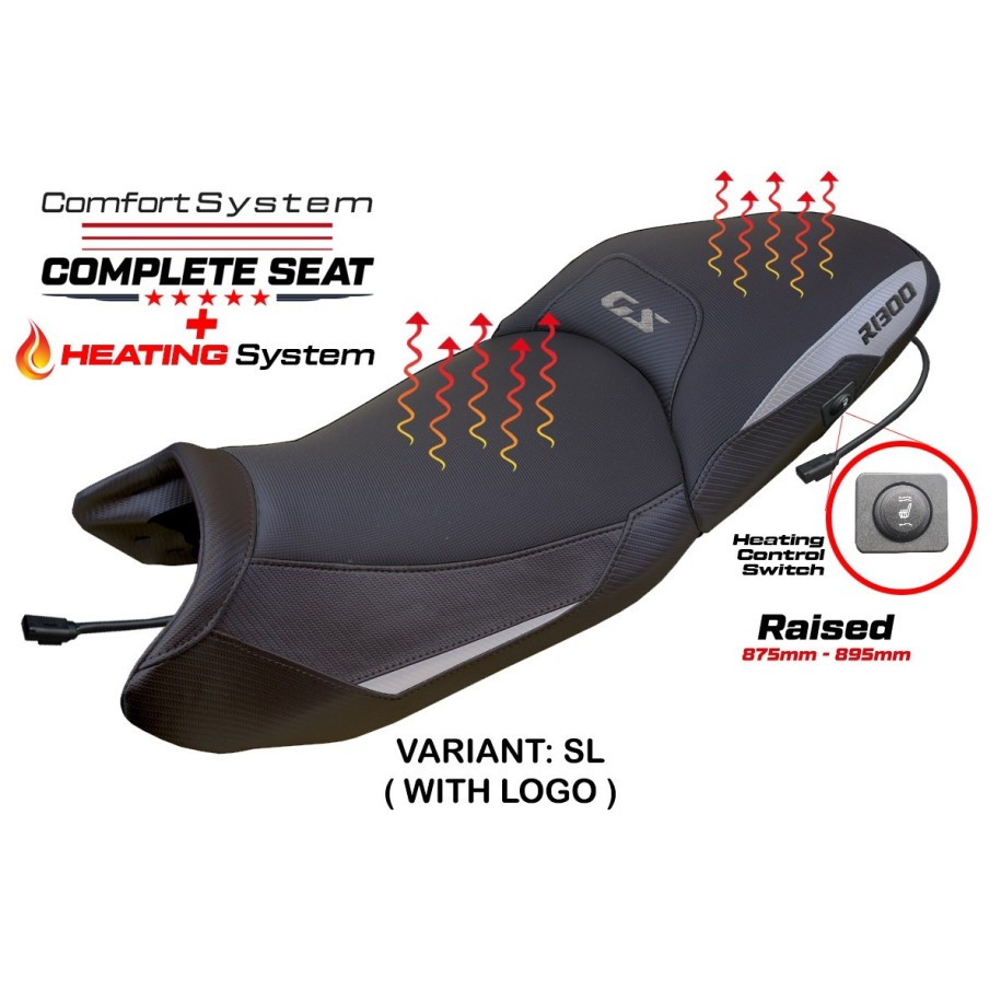 TPZ RAISED HEATED SEAT WITH LOGO FOR  BMW R 1300 GS 2023/2025 , SILVER