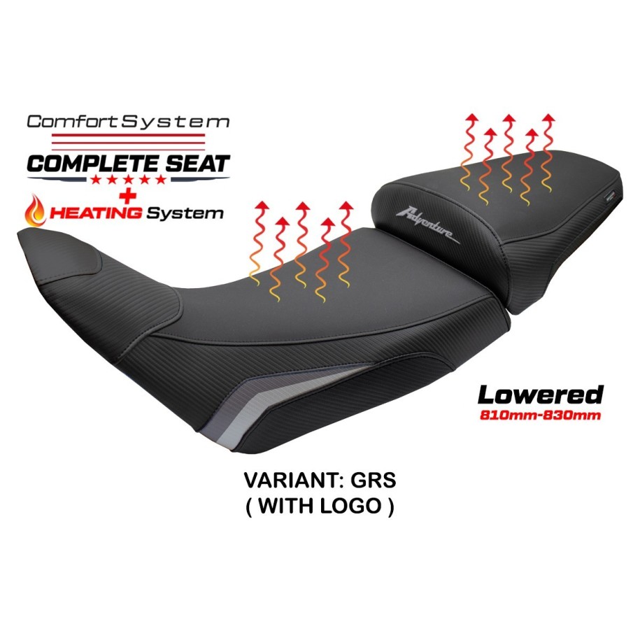 TPZ LOWERED HEATED SEAT WITH LOGO FOR HONDA AFRICA TWIN 1100 2020/2023 , GREY-SILVER
